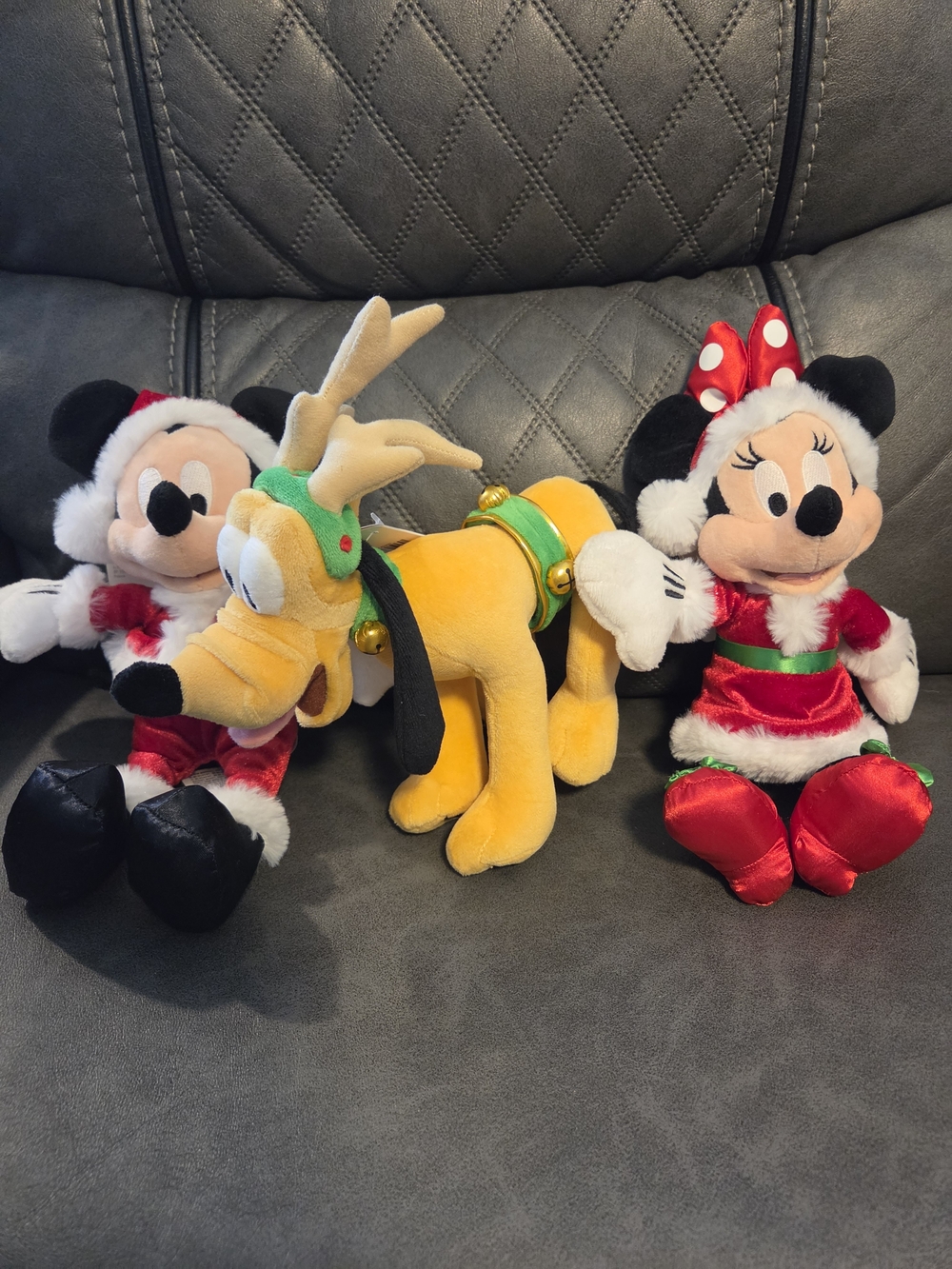 Disney Yellow Pluto Holiday Plush with Green Collar and Antlers
